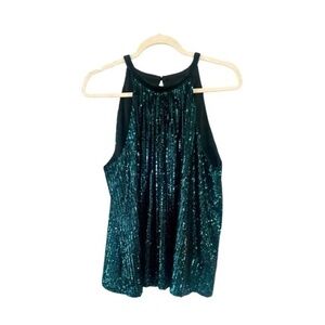 Greylin Sequin Emerald Green Halter Top sz XS NWT
